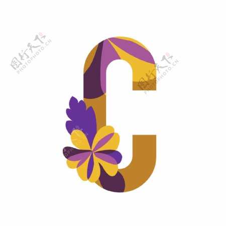 花卉图案的字母logo模板