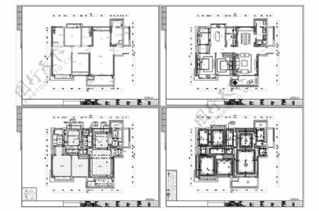 高层三房户型CAD施工图纸