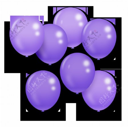 手绘卡通紫色气球装饰素材