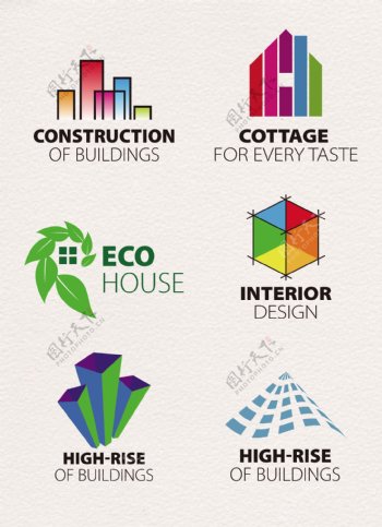 创意彩色房屋建筑logo设计