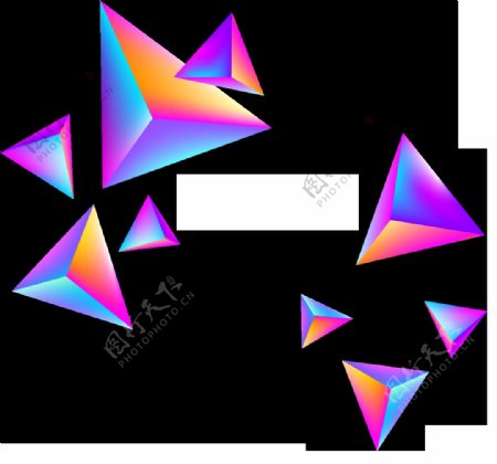 渐变立体三角形png元素