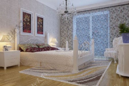 现代卧室风格模型效果图