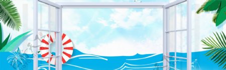 海洋卡通清新banner背景