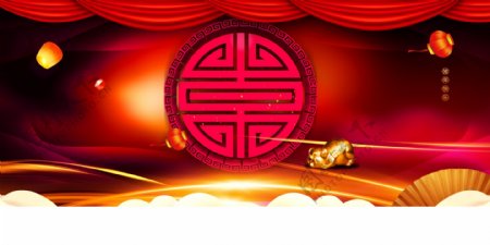 中国风2019猪年晚会舞台背景素材