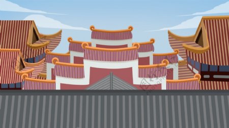 中国风特色古建筑背景素材
