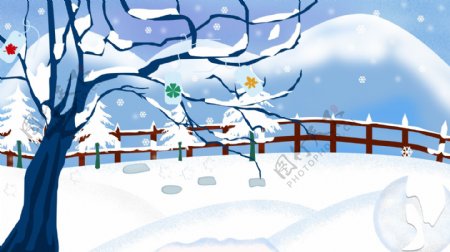卡通清新雪地背景设计
