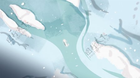 冰雪融化雪地插画背景设计