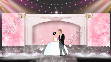 粉色浪漫婚礼工装效果图设计