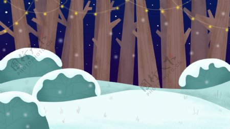 冬季清新雪地树林背景设计