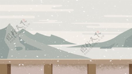 清新远山冬季背景设计
