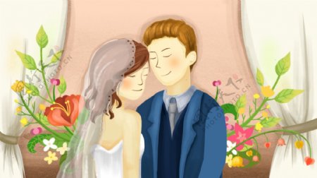 幸福的婚礼卡通背景