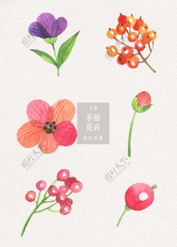小清新唯美水彩花卉插画