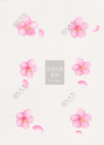 花朵花和花瓣粉色桃花ai矢量元