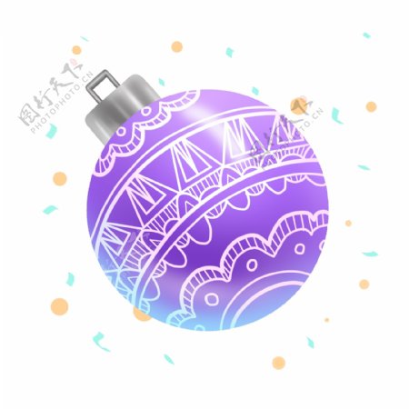 商用手账圣诞节圣诞树紫装饰球节日装饰元素