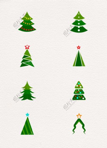 简洁圣诞树扁平素材设计