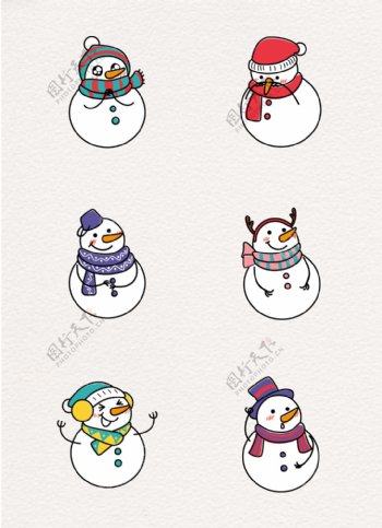 彩绘可爱6组冬季雪人元素