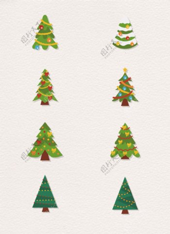 小清新8组圣诞节圣诞树装饰设计