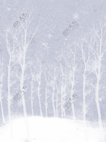 手绘冬季唯美雪景背景图