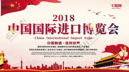 党建风中国国际进口博览会宣传展板