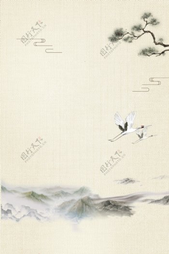 中国风水墨复古怀旧广告背景图