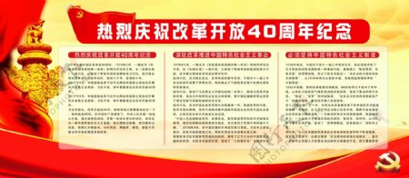 简约大气红色党建风改革开放40周年纪念展板