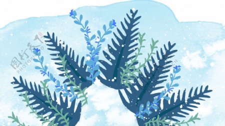 美丽蓝色植物广告背景