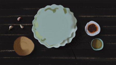 中国风复古空盘子和调料背景设计