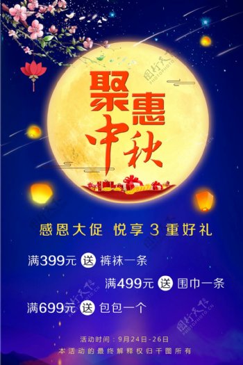 中秋节节日商场活动促销宣传海报