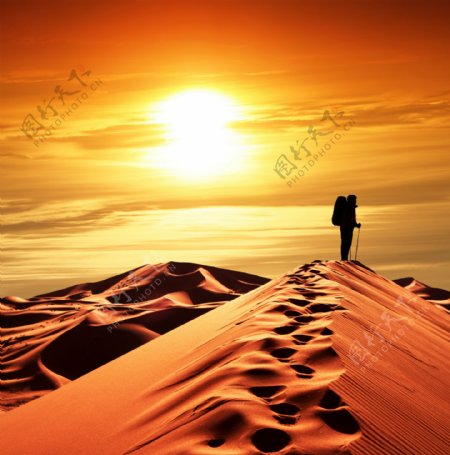 沙漠风景沙漠日落景色