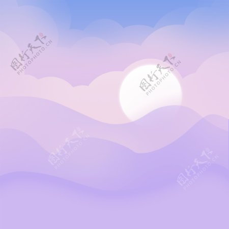 紫色简约太阳落山