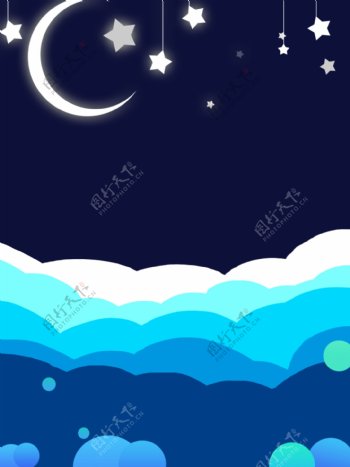 层叠层次蓝色夜空木母婴背景