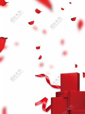 玫瑰礼物情人节背景花瓣红色