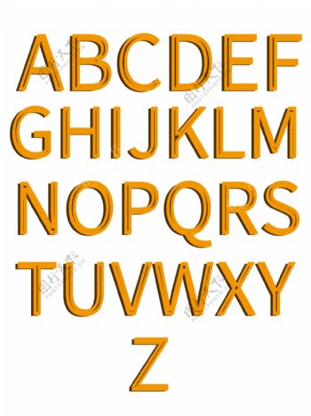 手绘创意橘色大写字母合集
