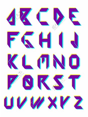 折纸风格二十六个字母彩色可商用