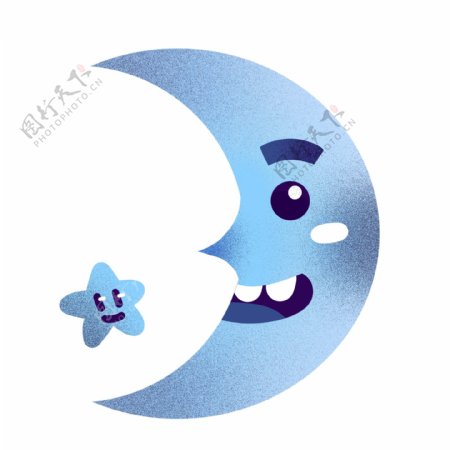 日月星辰可爱卡通行星月亮蓝月亮月食星象