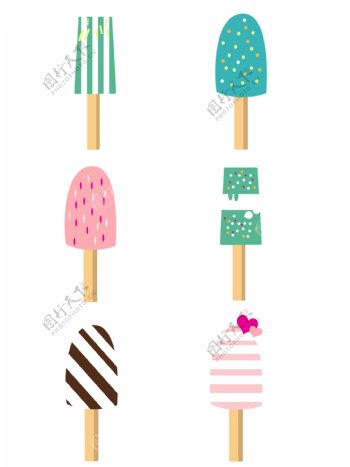可爱卡通冰棍冰淇淋图标设计元素合集