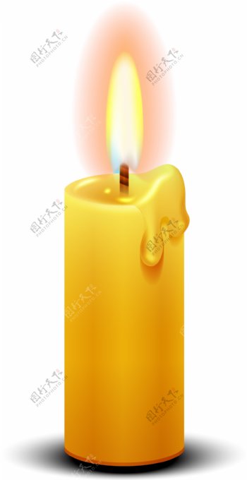 卡通黄色渐变蜡烛元素