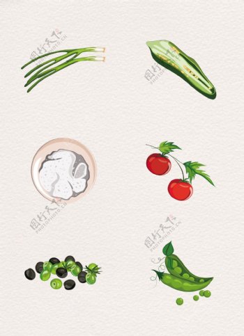 6款手绘新鲜蔬菜设计元素