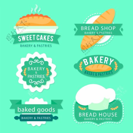 绿色主题的面包店标志素材