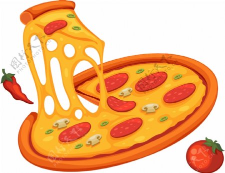 卡通香肠披萨矢量元素