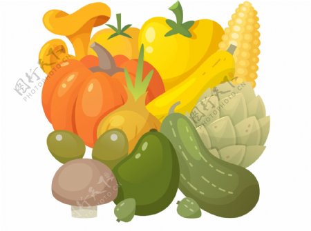 卡通蔬菜鲜果元素