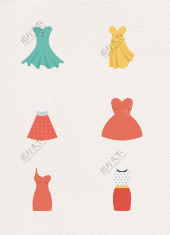 6款女性精美裙子设计图标元素
