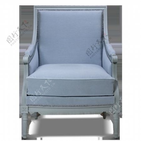 清新雅致淡蓝色单人椅产品实物