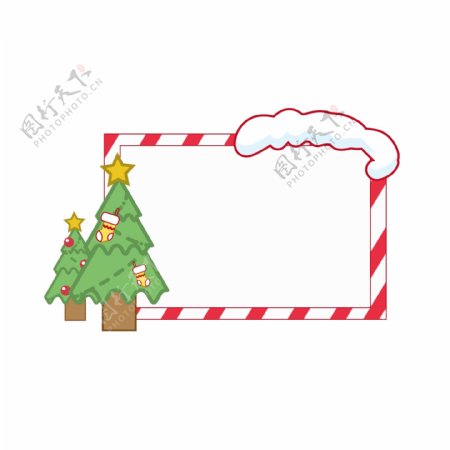 圣诞边框卡通圣诞树相框矢量可商用元素