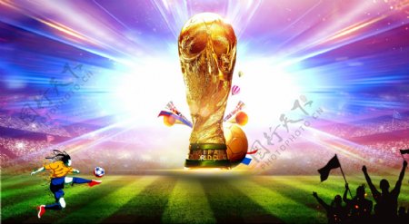 创意足球世界杯奖杯海报素材