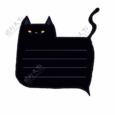 手绘动物黑猫对话框设计元素