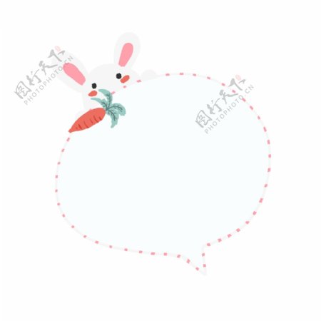 可爱动物小兔子对话框气泡边框素材元素