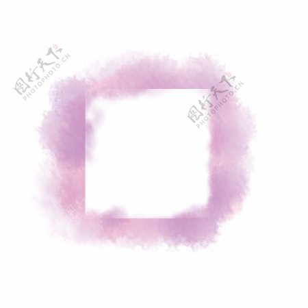 创意水彩风紫色水墨效果边框元素