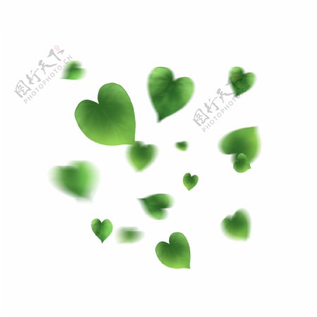 漂浮的树叶漂浮的绿色爱心形树叶