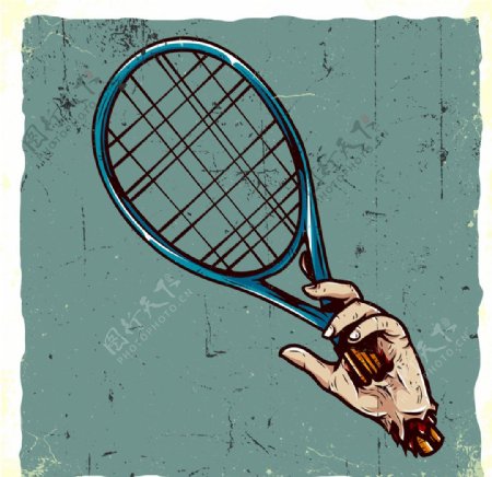 复古网球拍海报